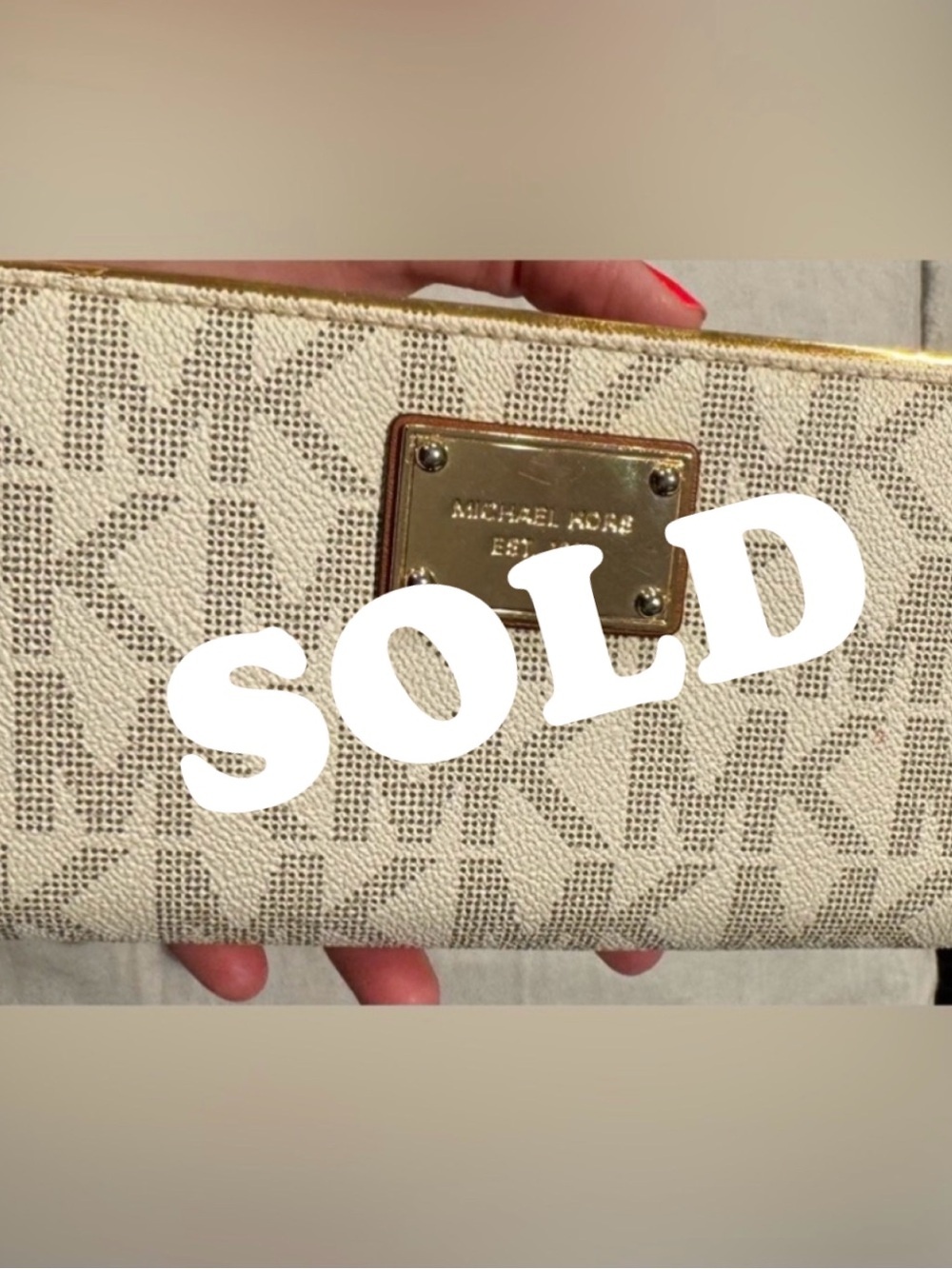 Michael Kors Jet Set Travel Continental Wallet Vanilla signature logo Classic - Picture 1 of 16